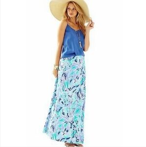Lilly Pulitzer Floral Blue and Green Maxi Skirt